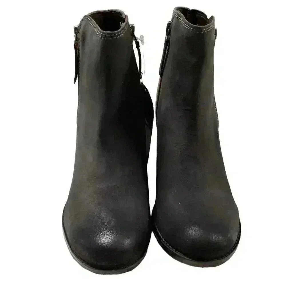Roan By Bed Stu Boots Womens 11 Gray Lina Leather Double Zip Distressed NEW - Picture 2 of 10